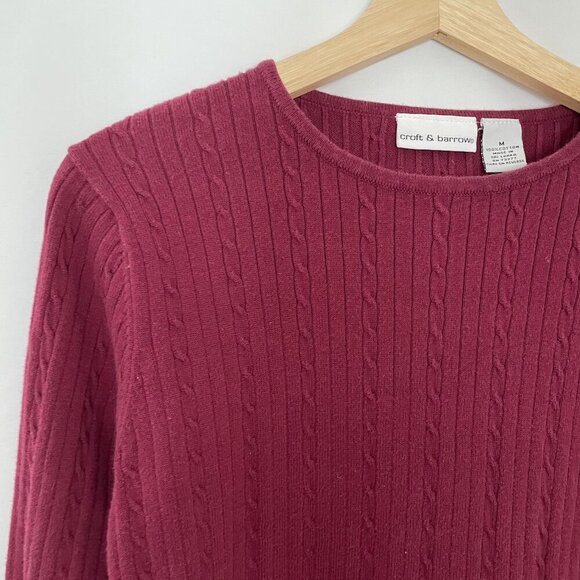 Croft & Barrow Womens Cable Knit Sweater M deep pink crewneck - Picture 2 of 6